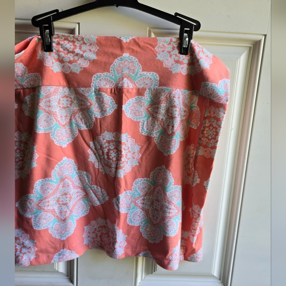 Charlotte Russe Coral and Mint Patterned Skirt